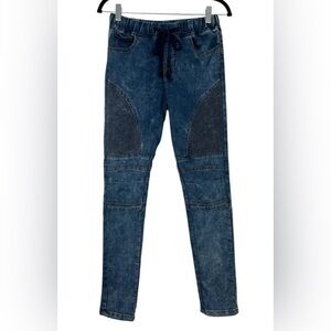 American Bazi Blue Acid Wash Moto Denim Joggers Jeggings Size Medium